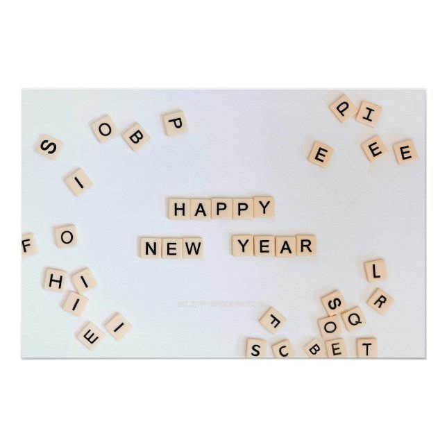 Happy New Year SlipperyJoe's several letter tiles  Poster (Front)