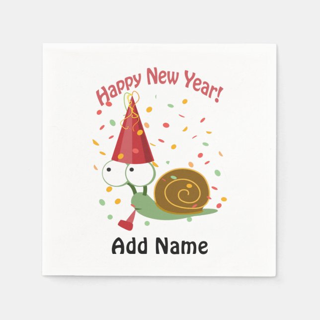 Happy New Year! Snail Napkin (Front)