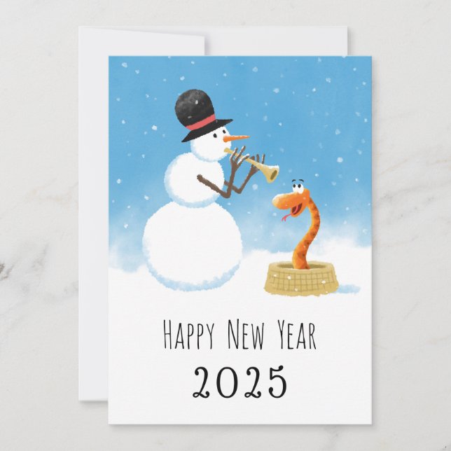 Happy New Year Snake Chinese Lunar Zodiac 2025 Holiday Card (Front)