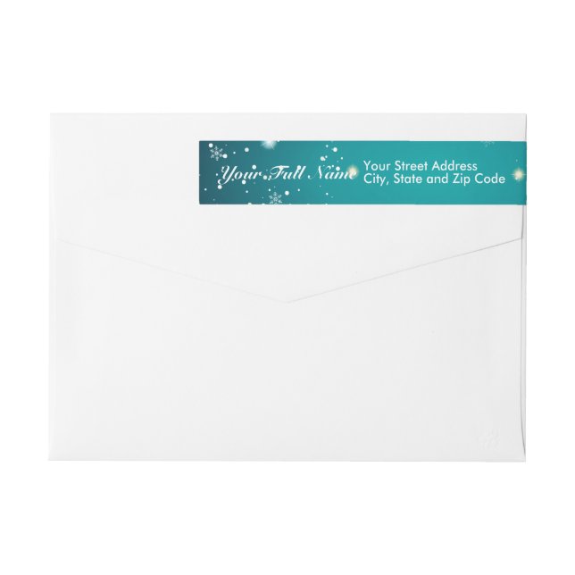 Happy New Year Snowflakes bokeh Background Wrap Around Label (Back)