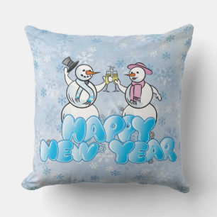 Happy New Year Snowman Cushion