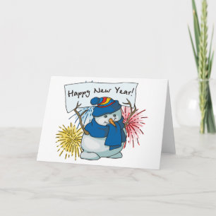 happy new year snowman holiday card