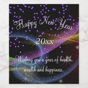 Happy New Year, Sparklers and Confetti, Custom Wine Label