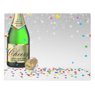 Happy New Year Sparkling Wine Bottle 2025  Notepad