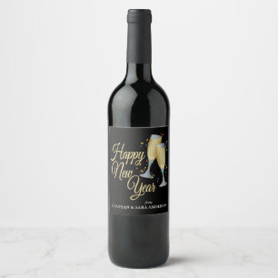 Happy New Year Sparkling Wine & Confetti Personali Wine Label
