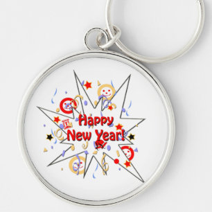 Happy New Year Splash Key Ring