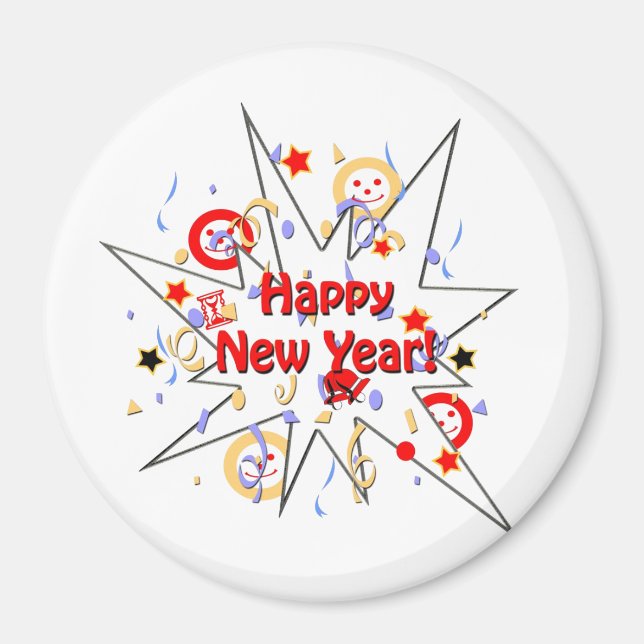 Happy New Year Splash Magnet (Front)