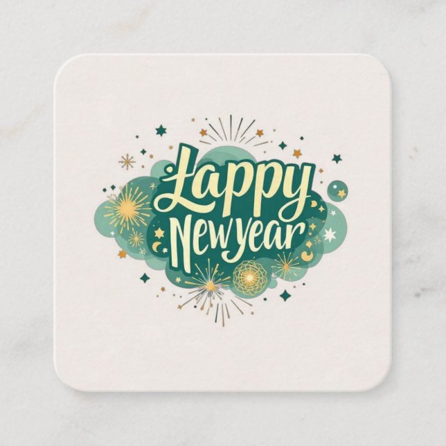 Happy New Year Square Business Card (Front)