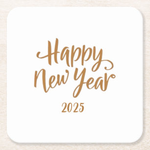 Happy New Year Square Paper Coaster
