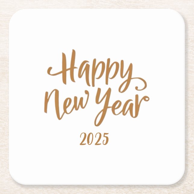 Happy New Year  Square Paper Coaster (Front)