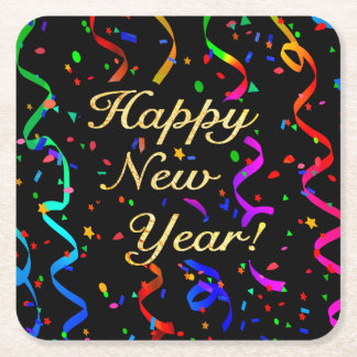 "HAPPY NEW YEAR!" SQUARE PAPER COASTER