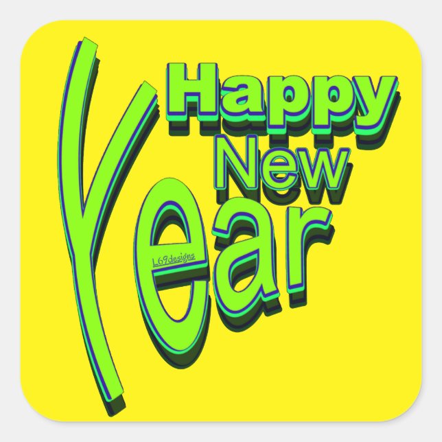 HAPPY NEW YEAR                                     SQUARE STICKER (Front)