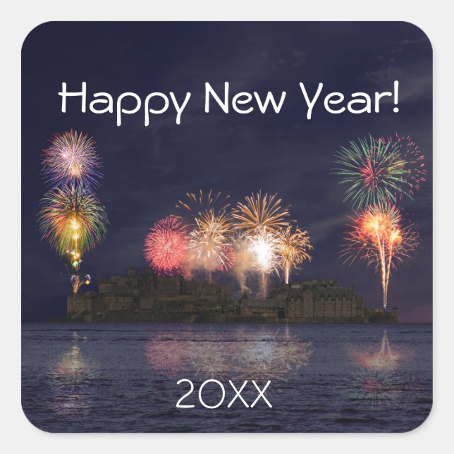 Happy New Year Square Sticker (Front)