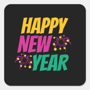 Happy New Year Square Sticker