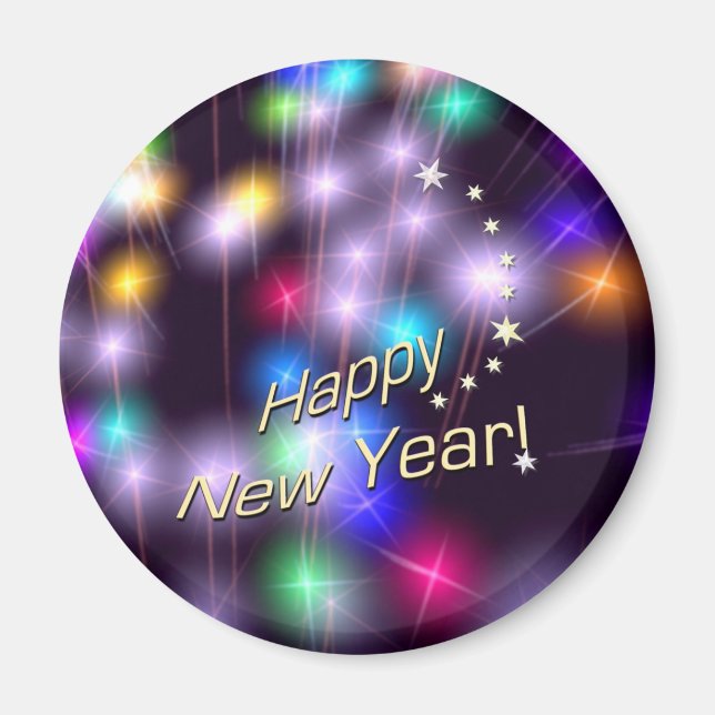 Happy New Year Star Lights Magnet (Front)