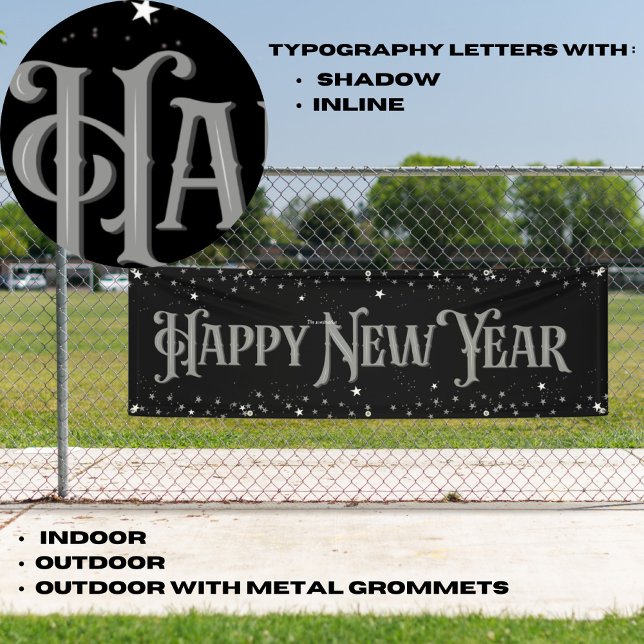 Happy New Year Stars Silver and Black Banner (Creator Uploaded)