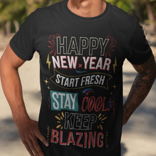 Happy New Year Start Fresh Stay Cool Keep Blazing T-Shirt