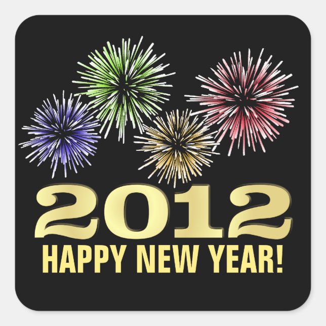 Happy New Year Stickers - 2012 with Fireworks (Front)