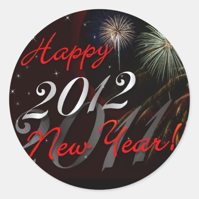 Happy New Year Stickers - 2012 with Fireworks (Front)