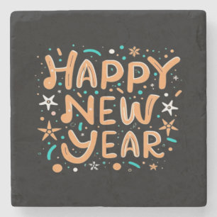 Happy New Year Stone Coaster