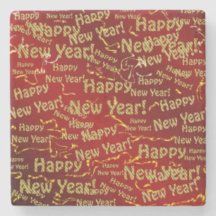 happy new year stone coaster