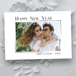 Happy New Year Stylish Modern Minimalist Photo Holiday Card