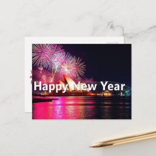Happy New Year Sydney Australia Night Lights  Postcard