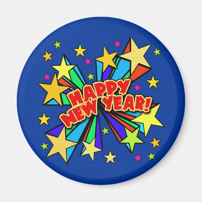 Happy New Year T-shirts, Beer Steins, Party Favour Magnet (Front)