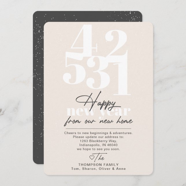 Happy New Year Tan Countdown Moving Announcement (Front/Back)