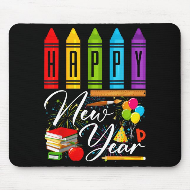 Happy New Year Teacher Fireworks New Years Eve Par Mouse Pad (Front)