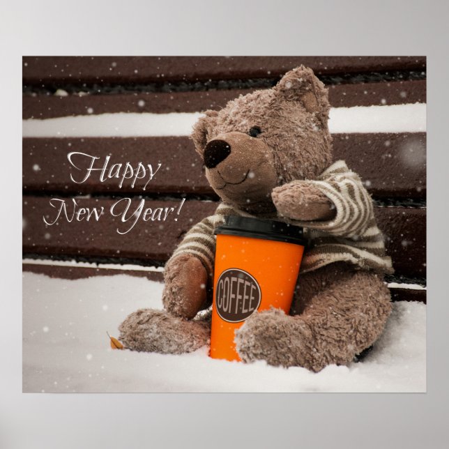 Happy New Year. Teddy Bear. Poster (Front)