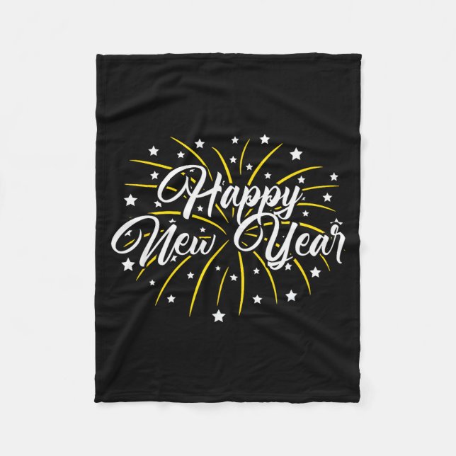 Happy New Year Tee Uni-kids Black Small  Fleece Blanket (Front)