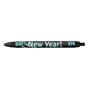 happy new year text black ink pen