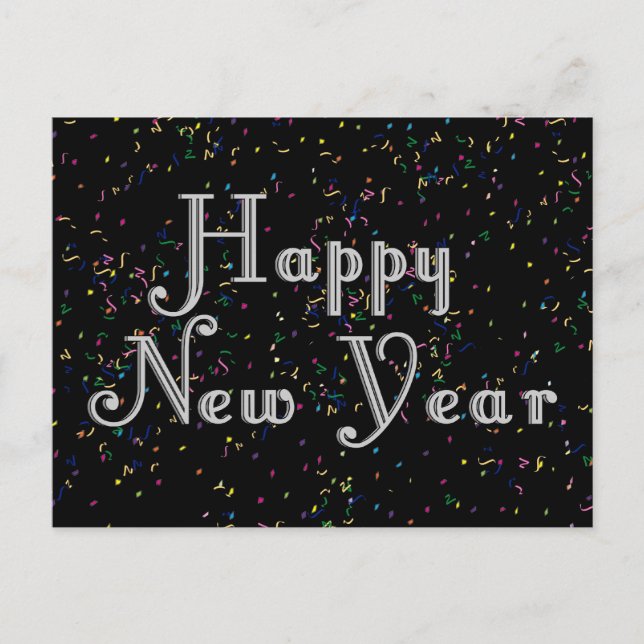 Happy New Year Text Design Holiday Postcard (Front)