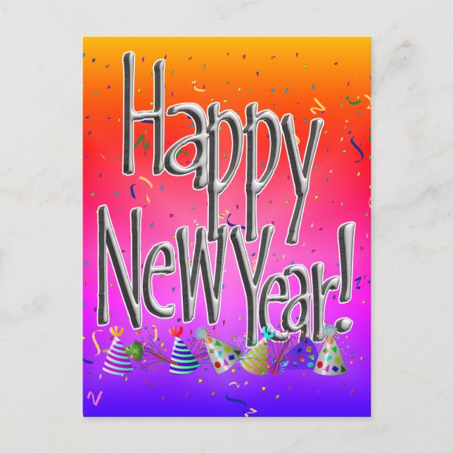 HAPPY NEW YEAR! Text Image Invitation Postcard (Front)