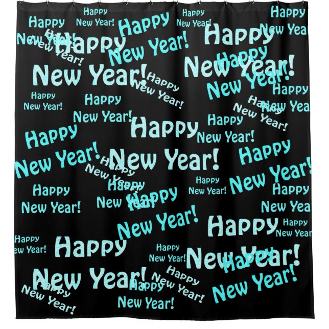 happy new year text shower curtain (Front)
