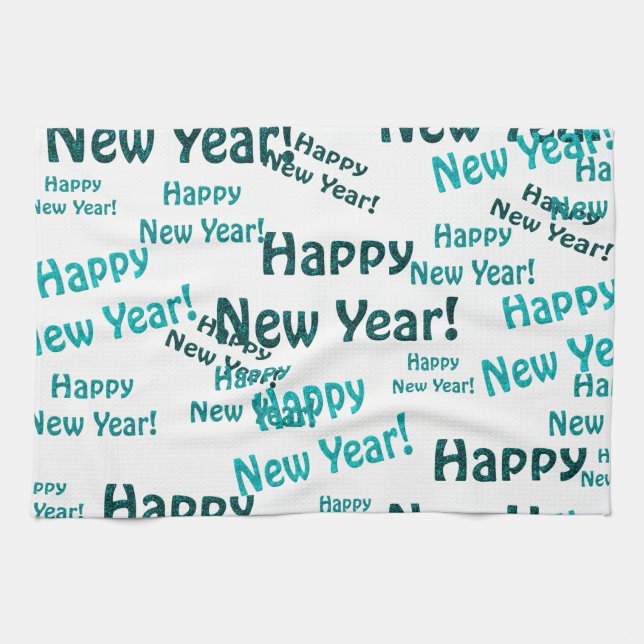 happy new year text tea towel (Horizontal)
