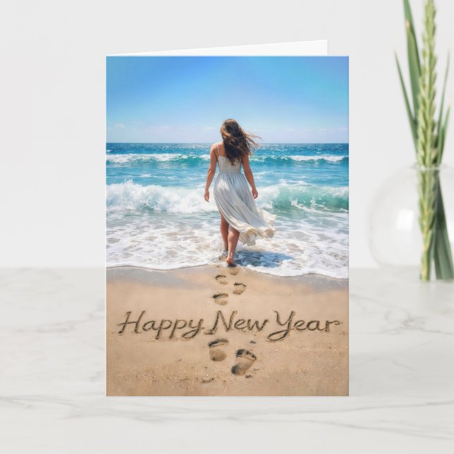 Happy New Year Text with Beachwalker Card (Front)