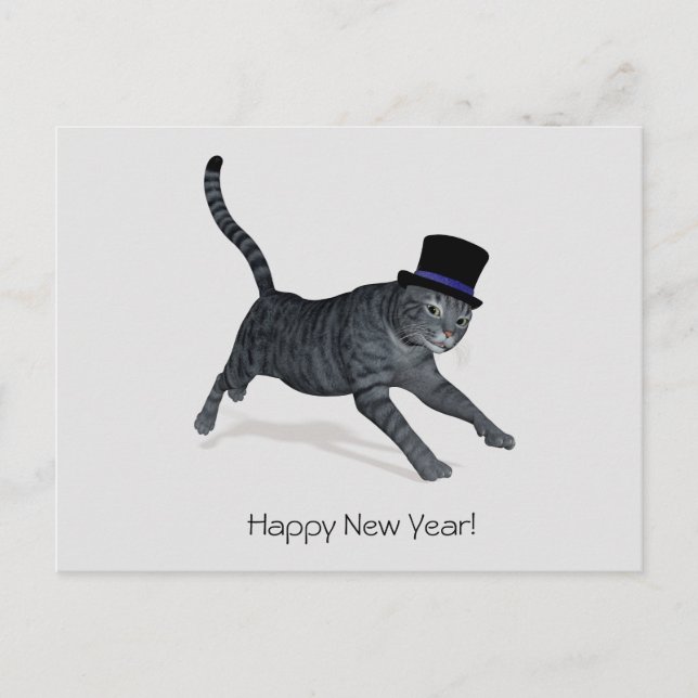 Happy New Year Tomcat Postcard (Front)