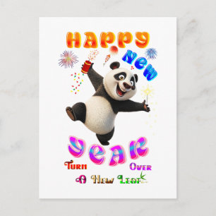 Happy New Year Turn Over A New Leaf Holiday Postcard