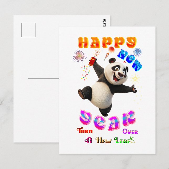 Happy New Year Turn Over A New Leaf Postcard (Front/Back)