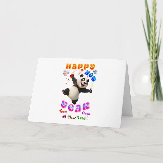 Happy New Year Turn Over A New Leaf Thank You Card (Front)