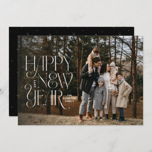 Happy new year two photo simple elegant holiday card