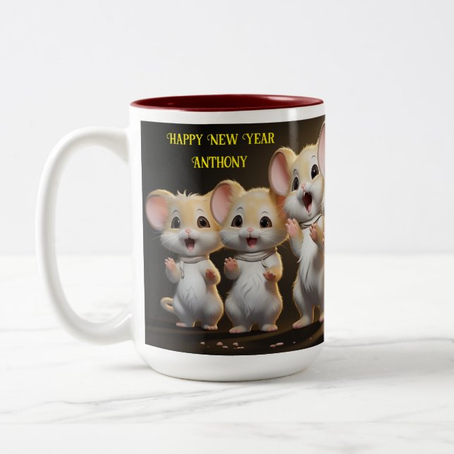 Happy New Year Two-Tone Coffee Mug (Left)