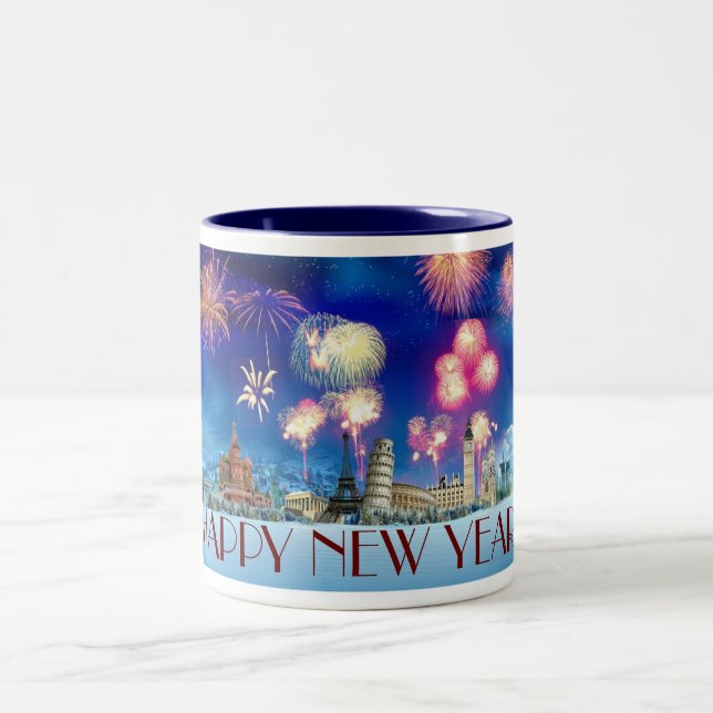 Happy New Year! Two-Tone Coffee Mug (Center)