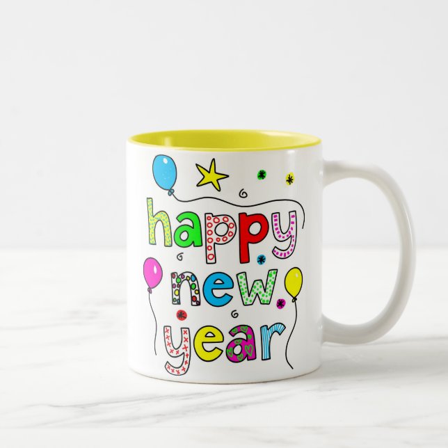 Happy New Year Two-Tone Coffee Mug (Right)