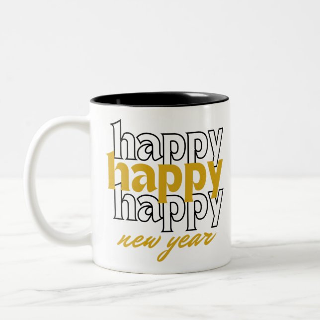 Happy New Year Two-Tone Coffee Mug (Left)
