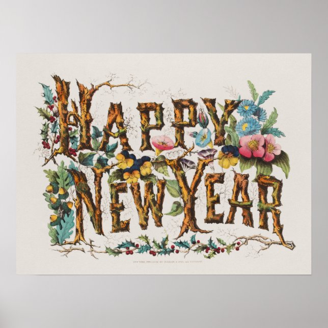 HAPPY NEW YEAR VINTAGE DESIGN POSTER (Front)