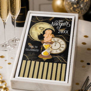 Happy New Year Vintage Look Paper Guest Towels Napkin
