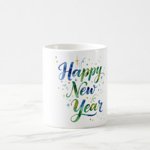 Happy New Year Watercolor Coffee Mug